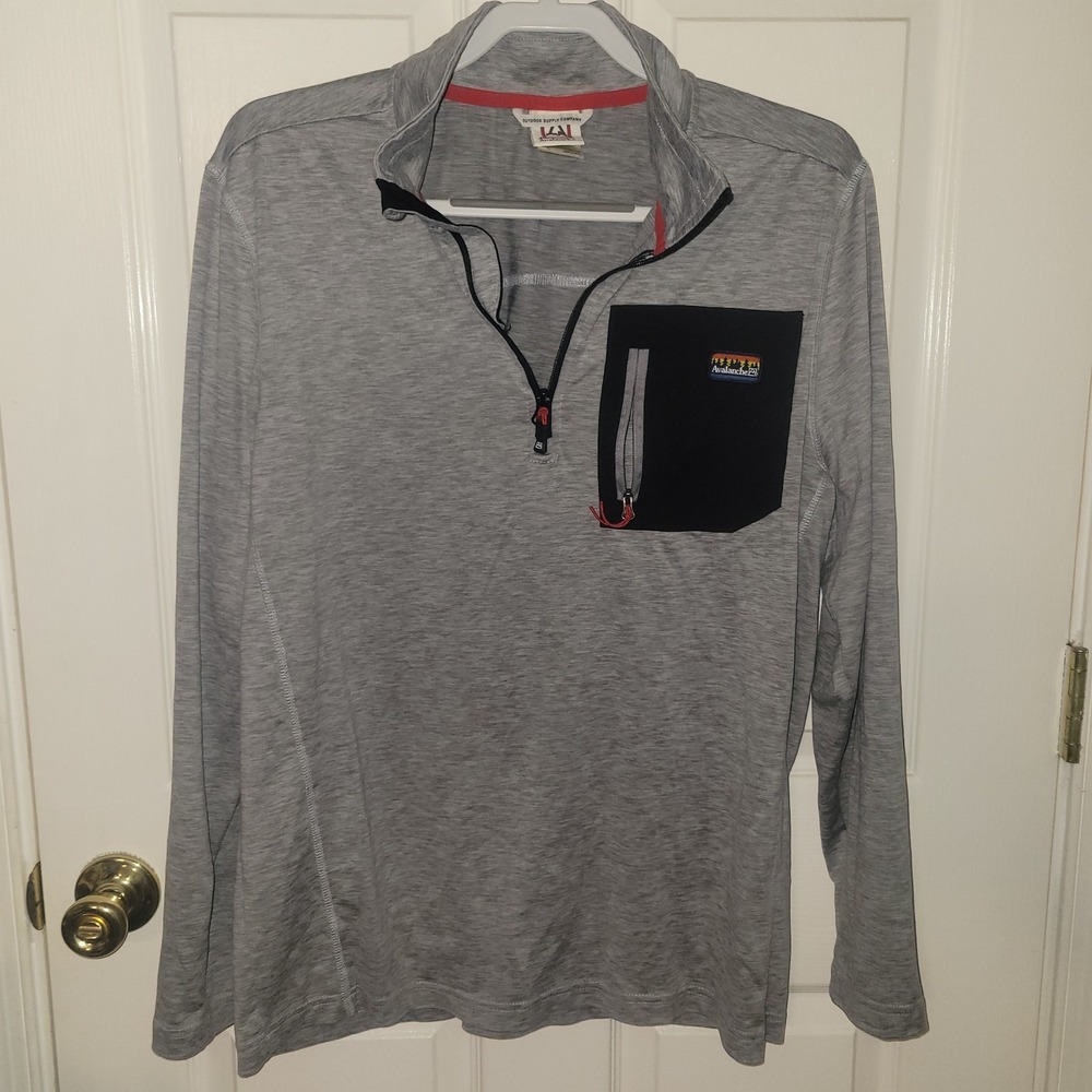 Avalanche Outdoor Supply Co Mens Large Gray Quarter Zip Pullover Chest Pocket
